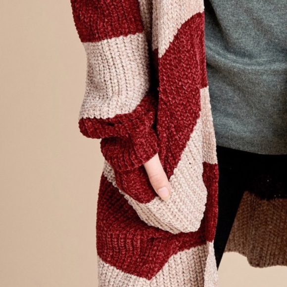 SALE - ONE LEFT* ODDI Chenille Colorblock Cozy Cardigan - Picture 7 of 8